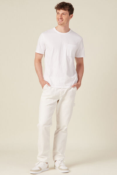 Jeans relax charpentier denim blanc homme