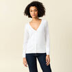 Gilet manches longues boutonné blanc femme