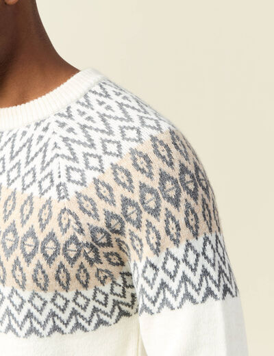 Pull manches longues ecru homme
