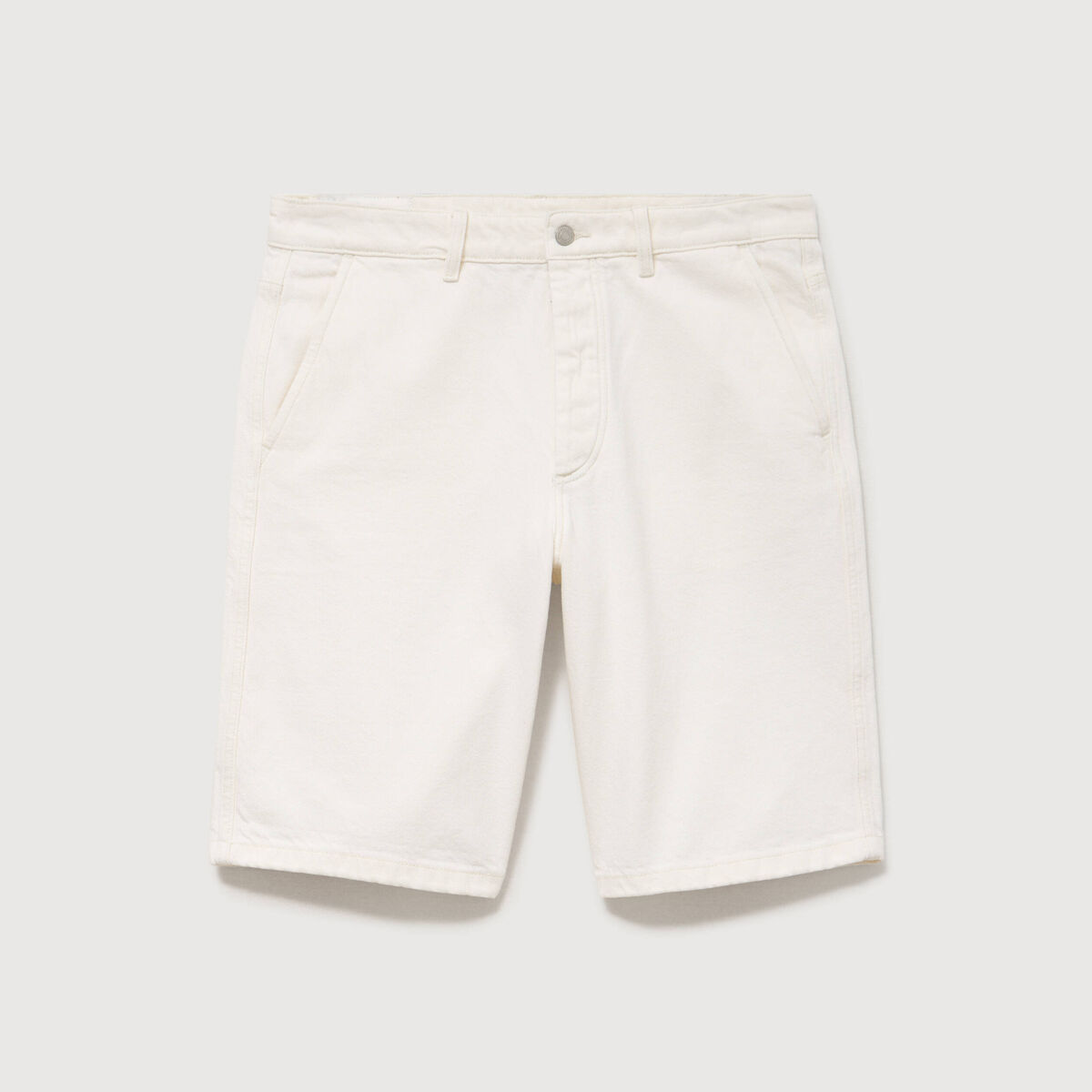 Bermuda en jean coton denim blanc homme