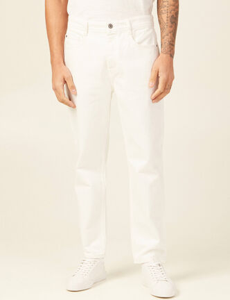 Jeans straight tapered denim blanc homme