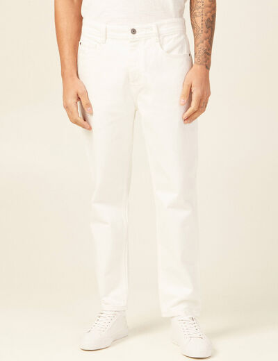Jeans straight tapered denim blanc homme