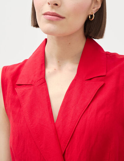 Combinaison salopette sans manches rouge femme