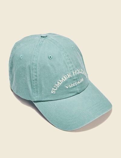 Casquette en jean vert pastel femme
