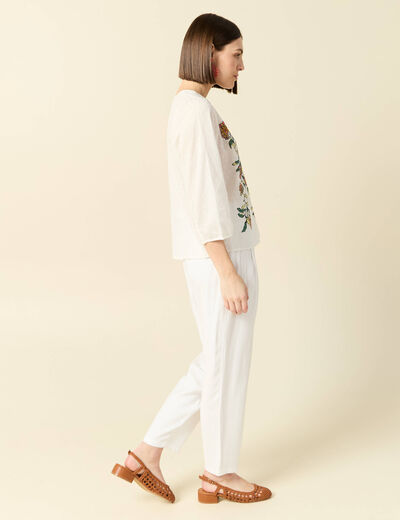 Blouse manches 3/4 blanc femme