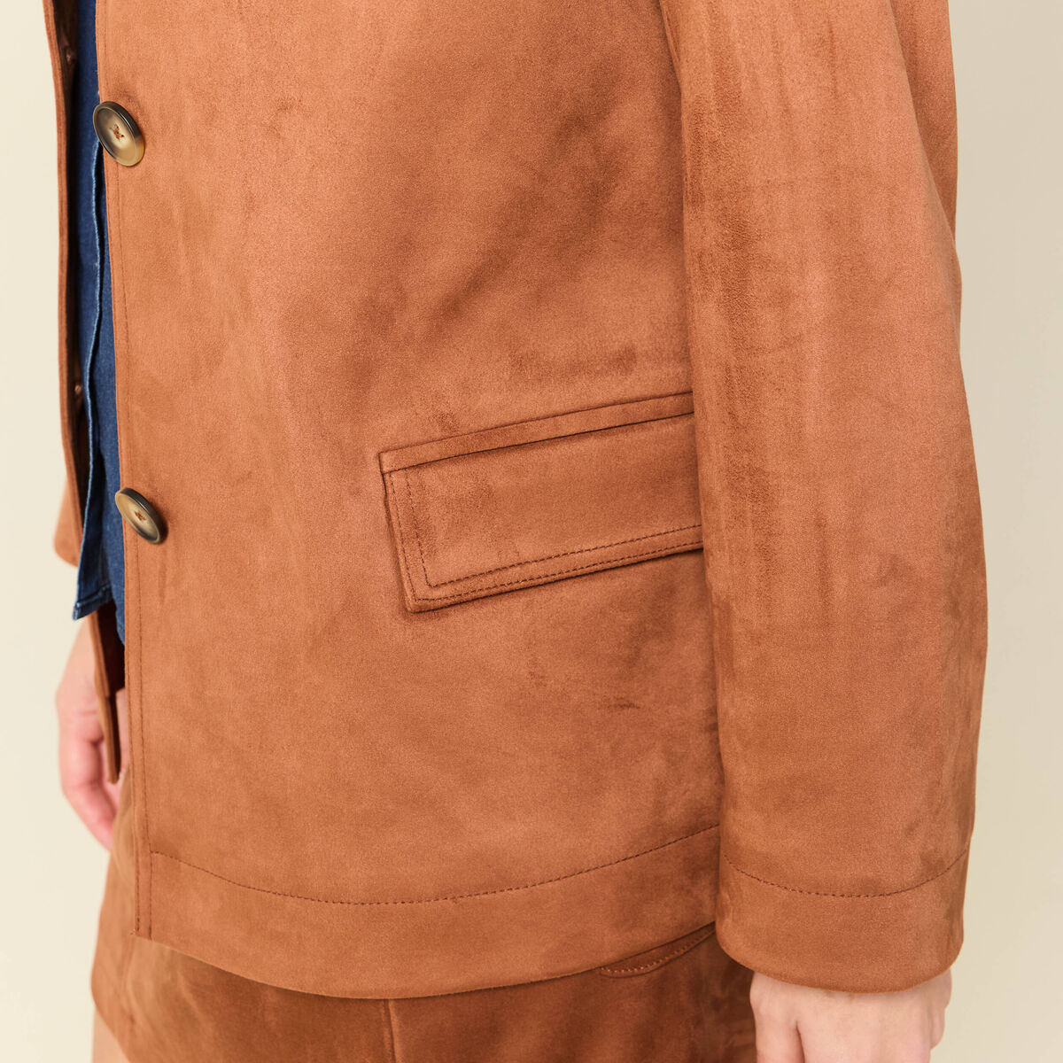 Veste manches longues doubl&eacute;e camel femme