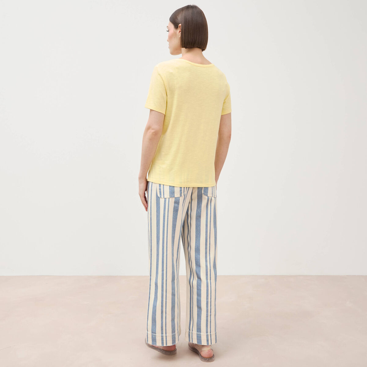 T-shirt manches courtes jaune pastel femme