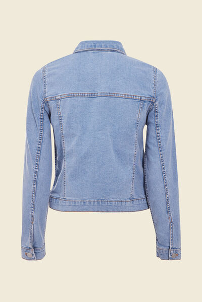 Veste droite denim bleach femme