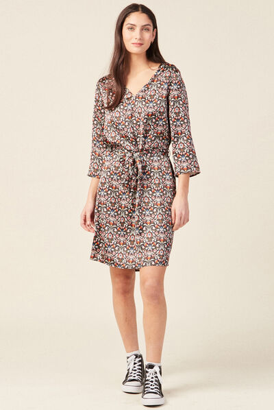 Robe droite à coulisse noir femme