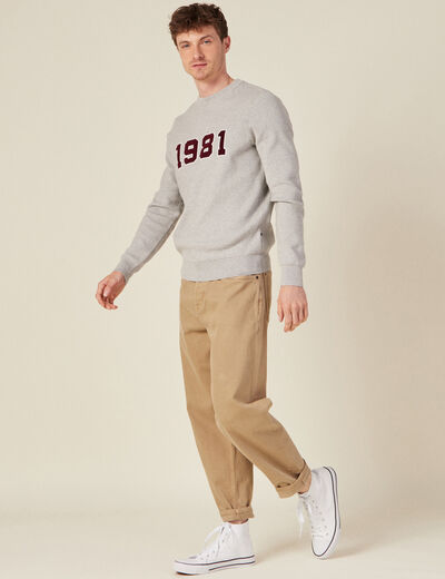 Pull manches longues col rond gris foncé homme