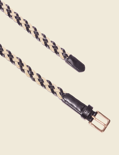 Ceinture tressée à strass noir femme