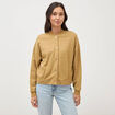 Veste droite manches longues tweed camel femme