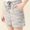 Short ajust&eacute; taille haute creme femme