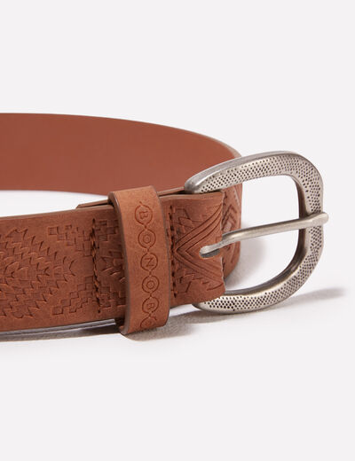 Ceinture embossée marron femme