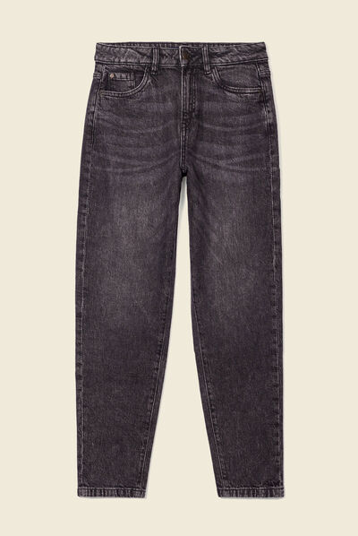 Jeans mom 7/8ème denim gris femme