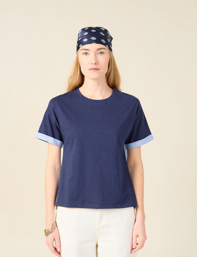 T-shirt manches courtes bleu marine femme