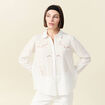Chemise manches longues en coton brodée creme femme