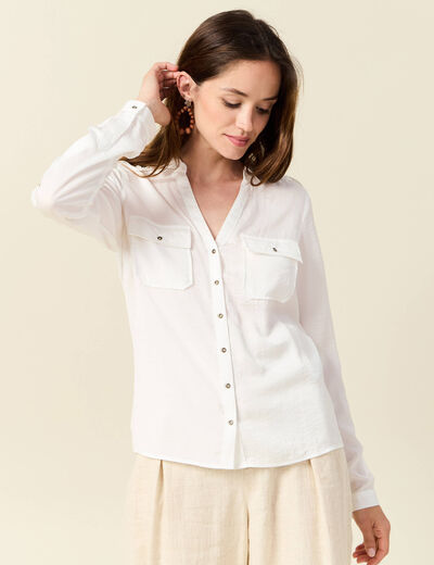 Chemise manches longues ecru femme
