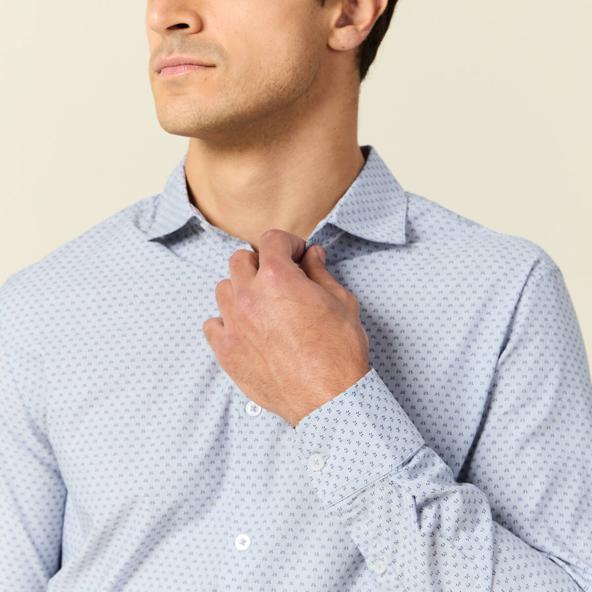 Chemise manches longues bleu homme