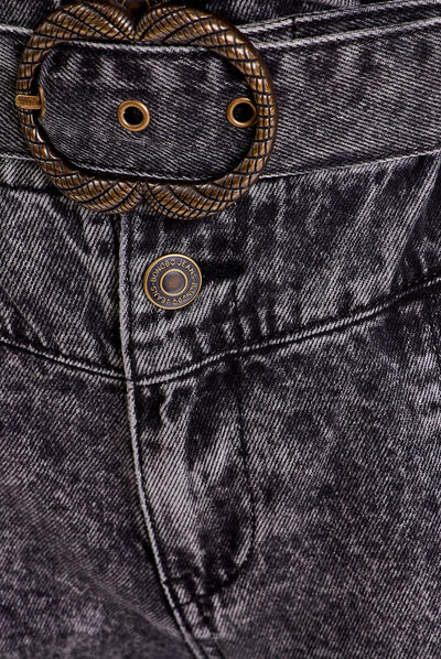 Jeans slouchy ceinturé denim snow noir femme