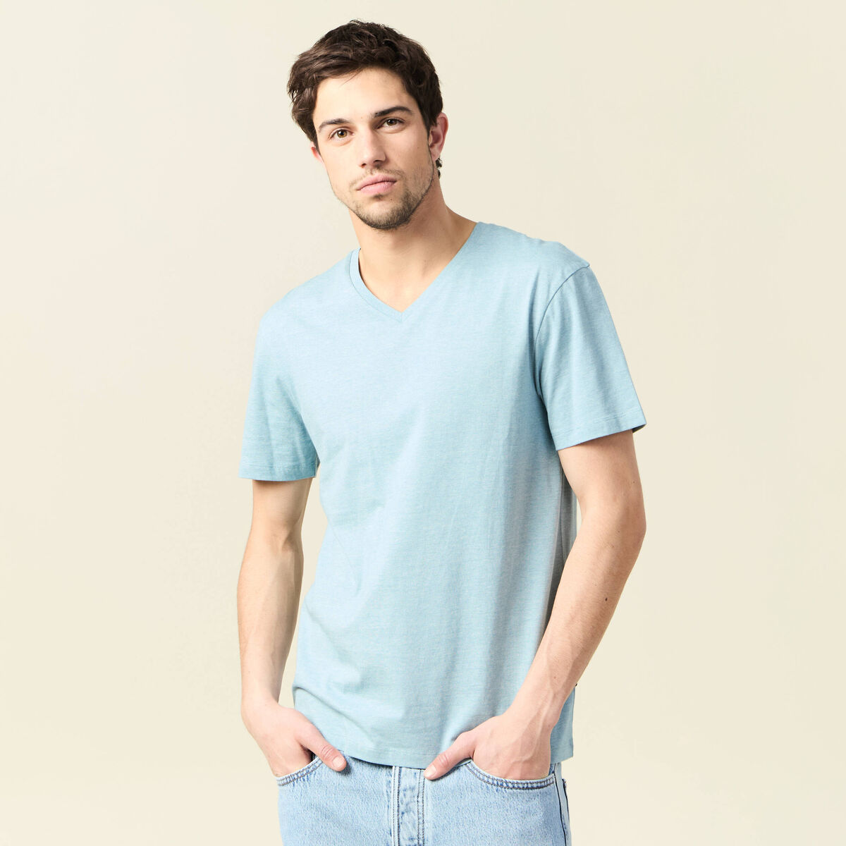T-shirt manches courtes homme bleu pétrole homme