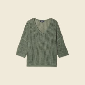 pull col en v eco responsable vert kaki femme Pull col en V éco-responsable vert kaki femme