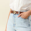 Ceinture avec boucle fleur marron femme
