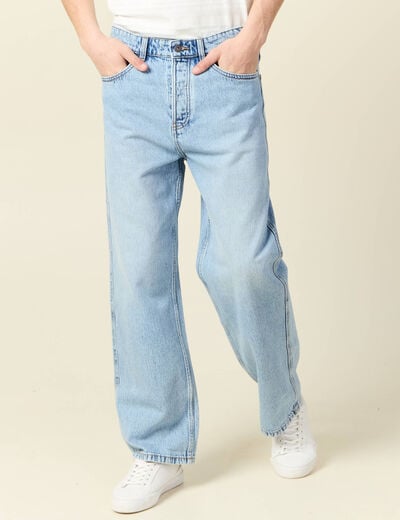 Jeans large 5 poches longueur 32 denim snow bleach homme