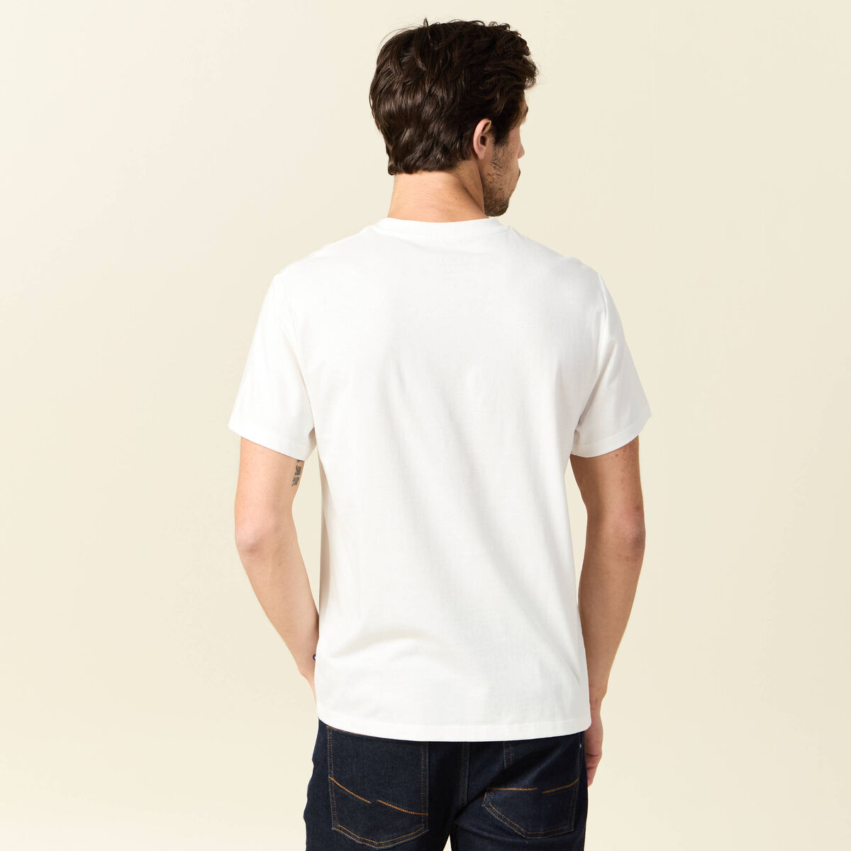 T-shirt manches courtes ecru homme
