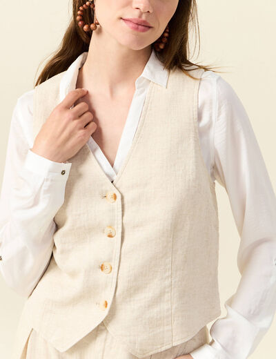 Gilet ajust&eacute; sans manches doubl&eacute; sable femme