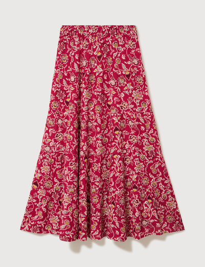 Jupe fluide rouge cerise femme
