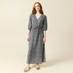 Robe longue trapèze bleu femme
