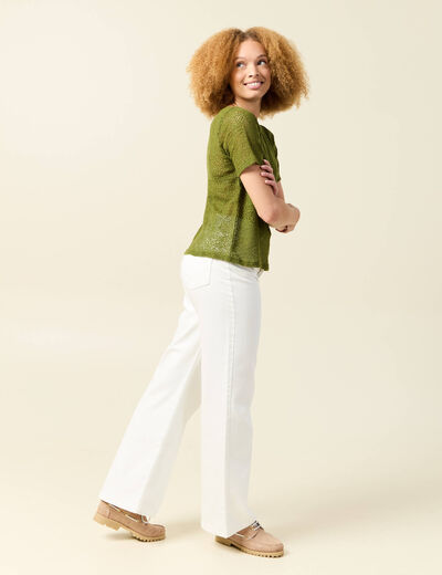 T-shirt manches courtes vert olive femme