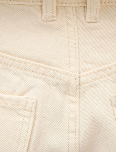 Bermuda large taille haute en coton ecru femme