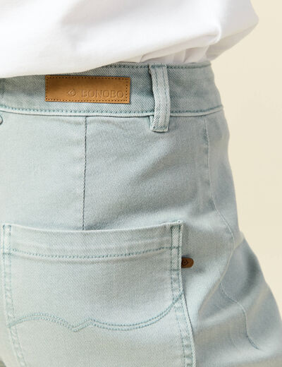 Jeans large cropped taille haute bleu gris femme