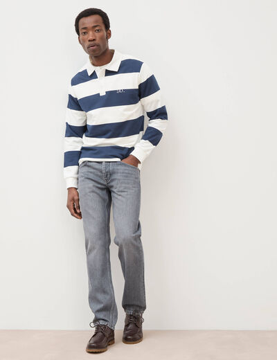 Jeans straight longueur 32 en coton bleu gris homme