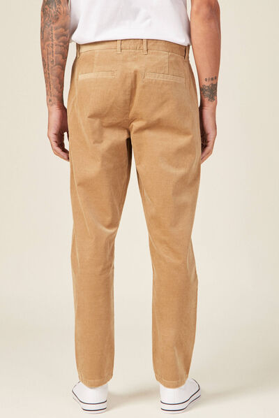 Pantalon chino tapered velours beige homme