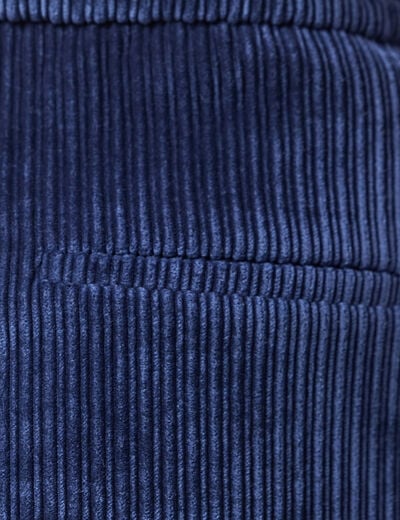 Pantalon large taille haute en velours bleu marine femme