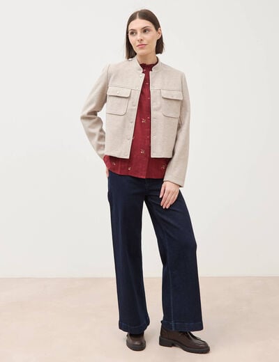 Jeans large taille haute denim brut rinse femme
