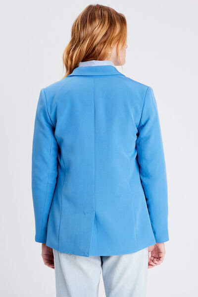 Veste esprit tailleur droite bleu femme