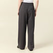 Pantalon large ceinture tissu fluide gris femme