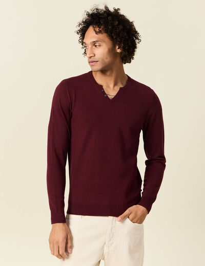 Pull manches longues rouge foncé homme