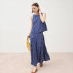 Jupe longue &eacute;vas&eacute;e bleu marine femme