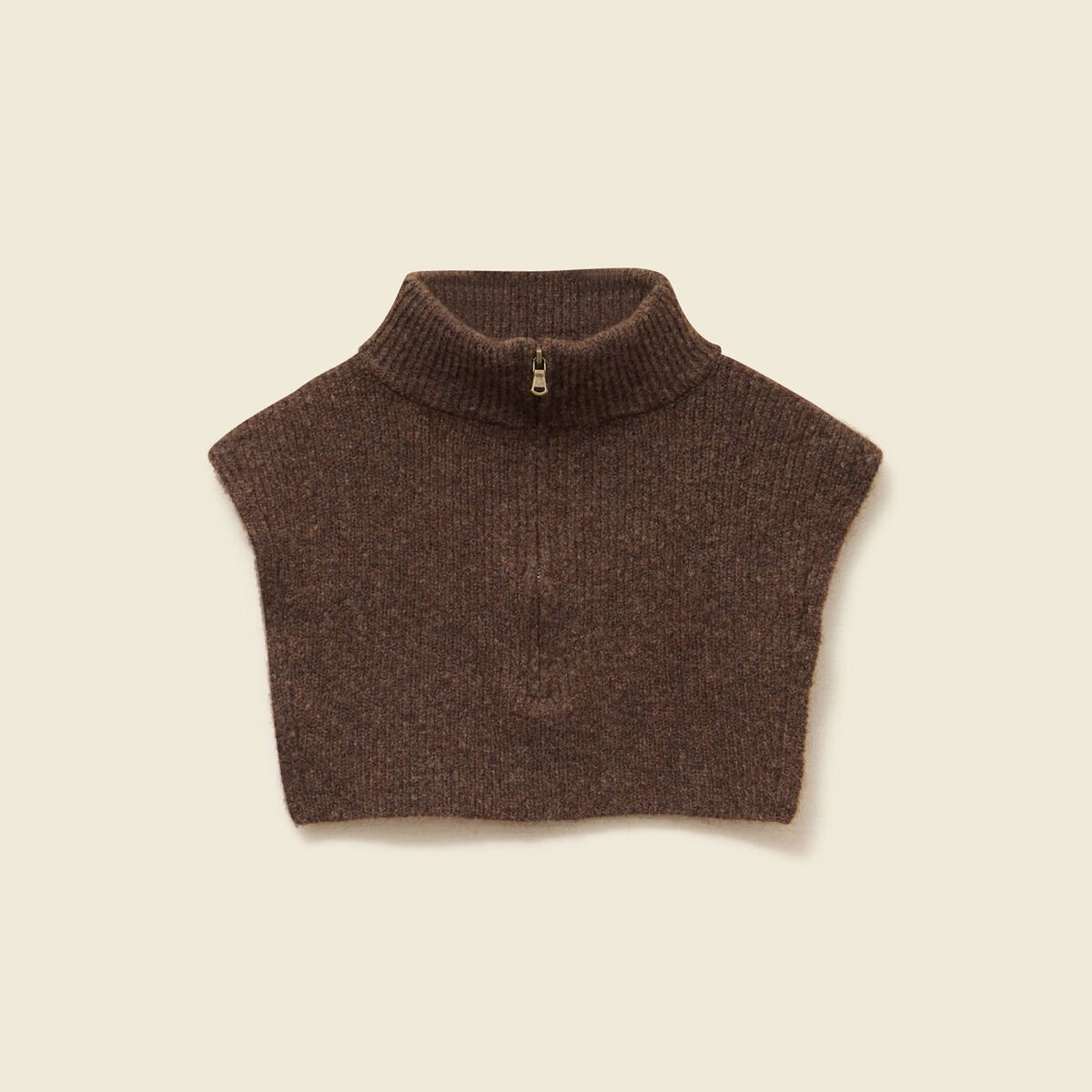 Col amovible zipp&eacute; marron femme