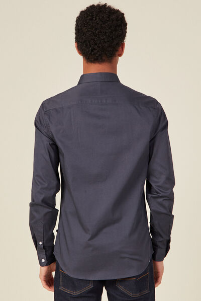 Chemise manches longues bleu gris homme