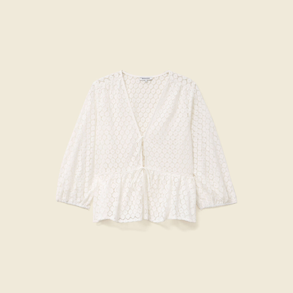 Chemise cintrée courte manches 3/4 ecru femme