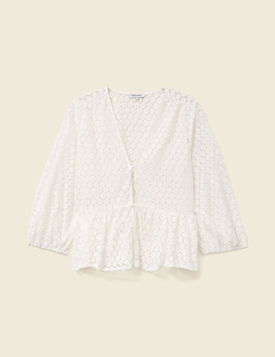 Chemise cintrée courte manches 3/4 ecru femme