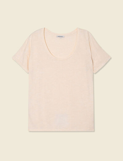 T-shirt manches courtes brillant creme femme