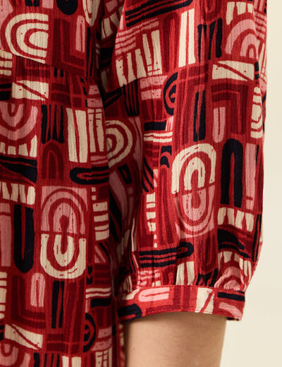 Robe longue droite fluide rouge foncé femme