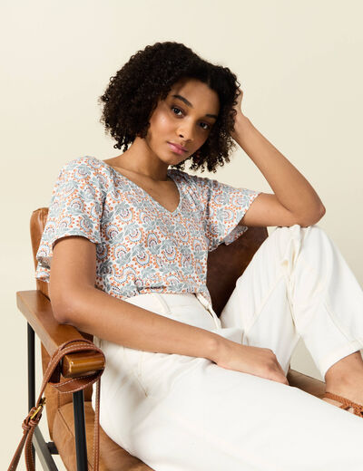 T-shirt manches courtes blanc femme